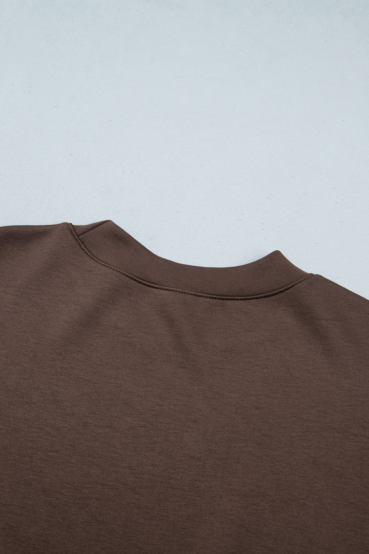 Coffee Camouflage Sleeve Crewneck Baggy Pullover Sweatshirt