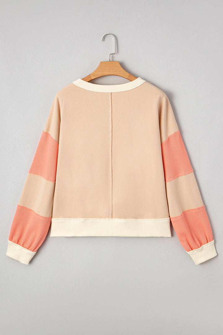 Jolene Block Textured Patchwork Pullover
