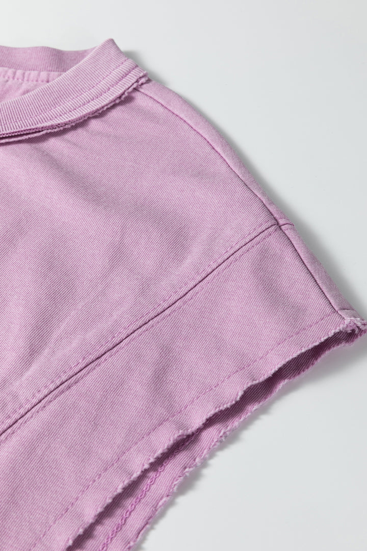 Bright Pink Mineral Wash Boxy Fit Cotton Tank Top