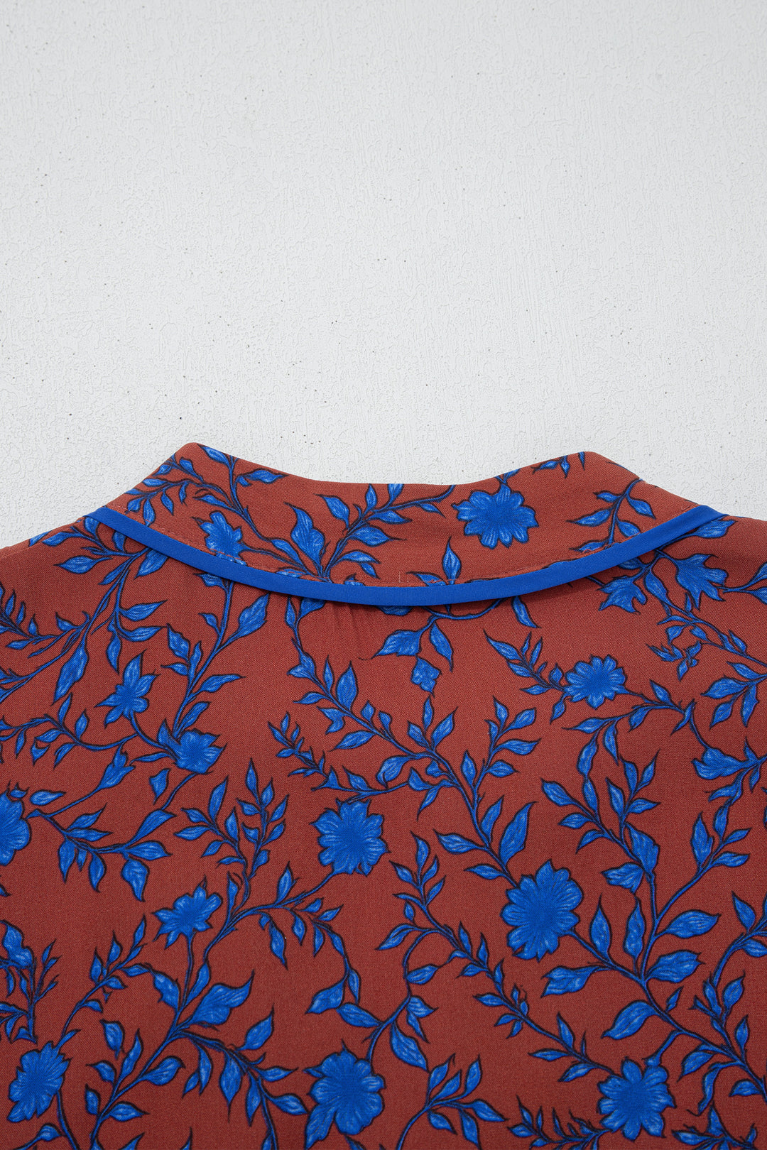 Brown 3/4 Puff Sleeve Tiered Loose Floral Dress