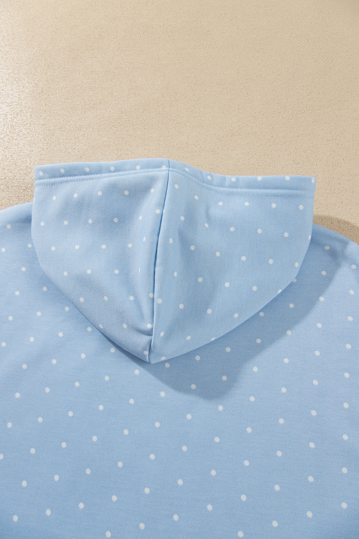 Pink Polka Dot Printed Oversized Hoodie Casual Shorts 2pcs Set