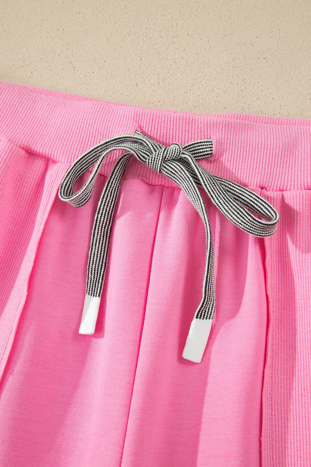 Sachet Pink V Neck Short Sleeve Top Drawstring Shorts 2pcs Set