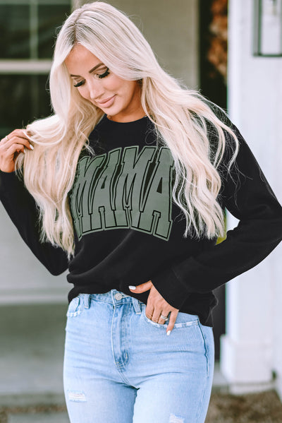 Black Mama Varsity Crew Neck Sweatshirt