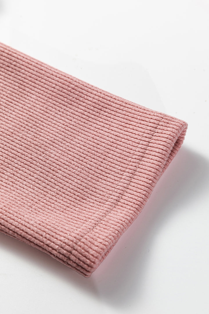 Dark Khaki Leopard Drawstring Pullover Hoodie and High Waist Pants Corduroy Suit