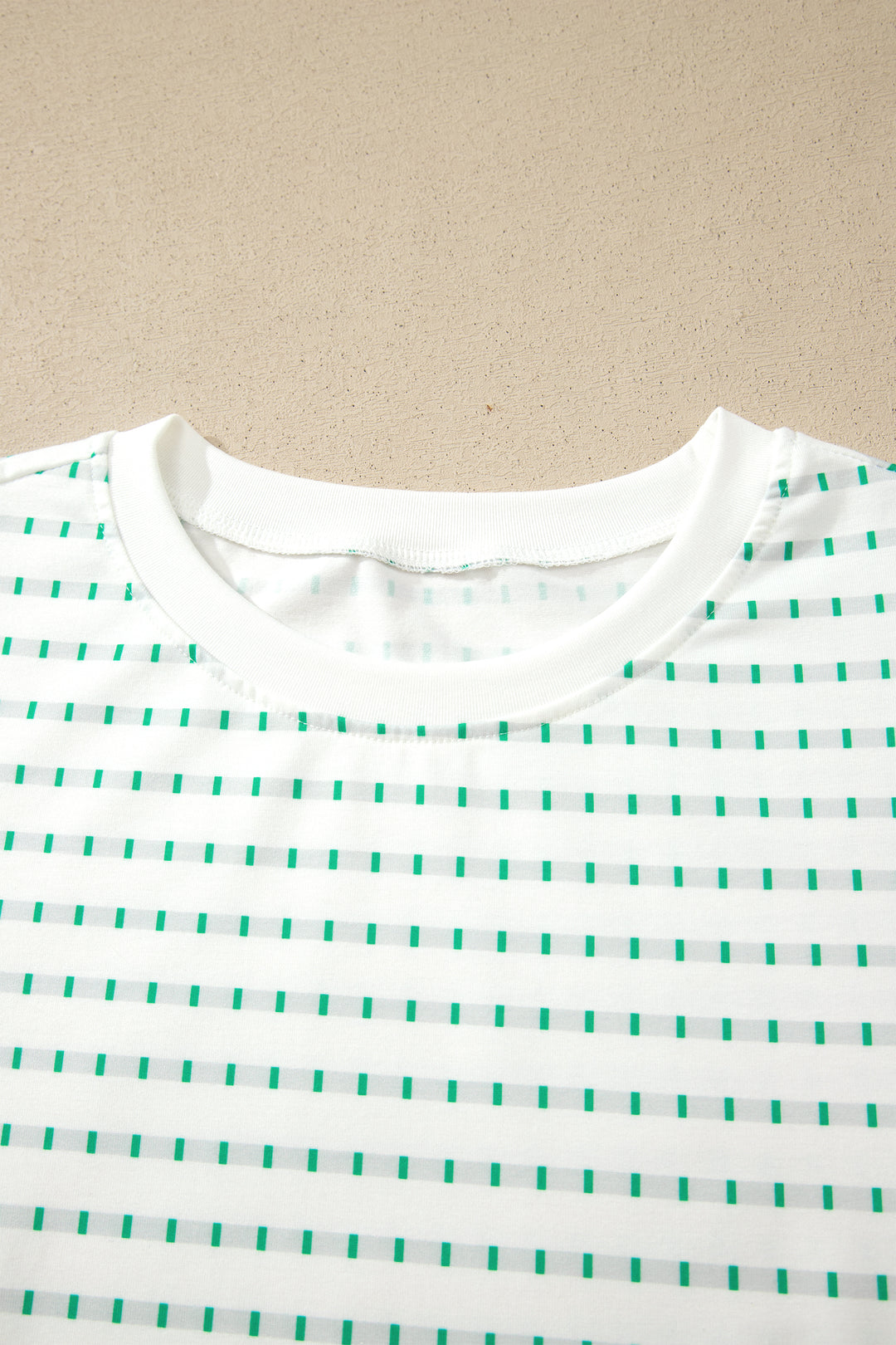 Green Striped Short Puff Sleeve Top