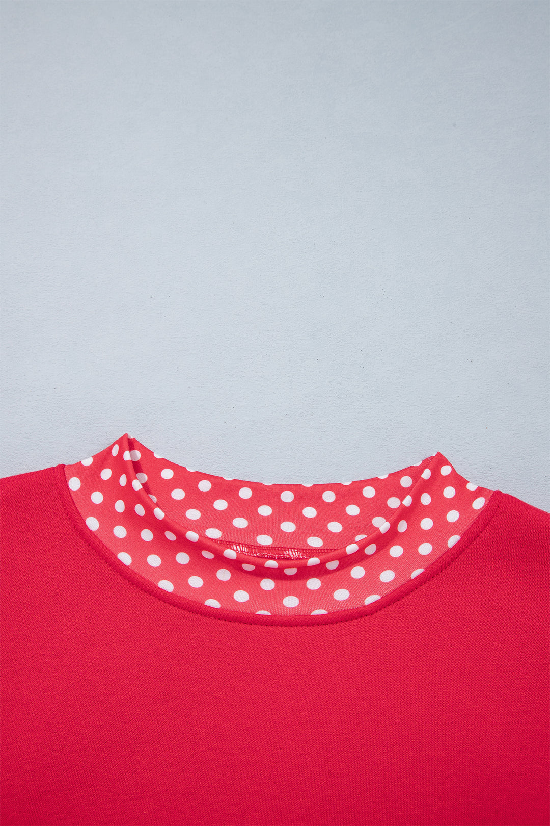 Red Colorblock Polka Dot Contrast Trim Oversized Sweatshirt