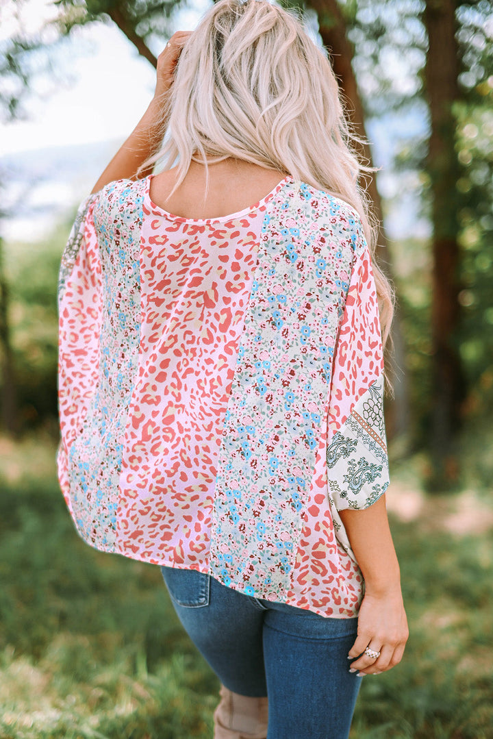 Elora Mix Print Cape Top