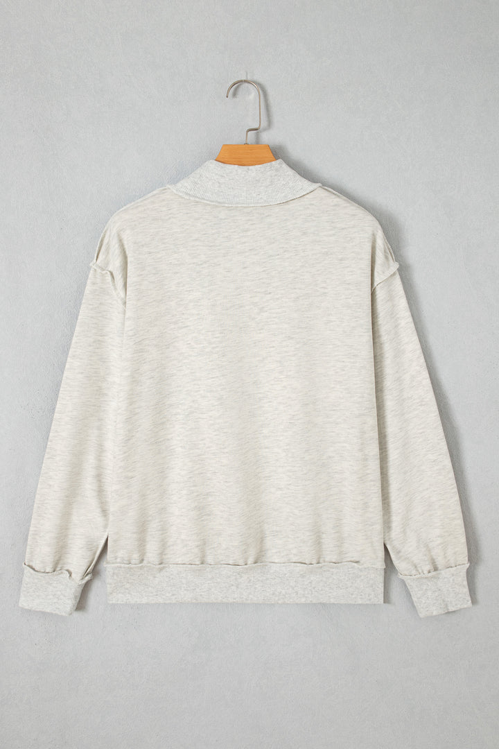 Gray High Neck Polka Dot Slogan Printed Baggy Sweatshirt