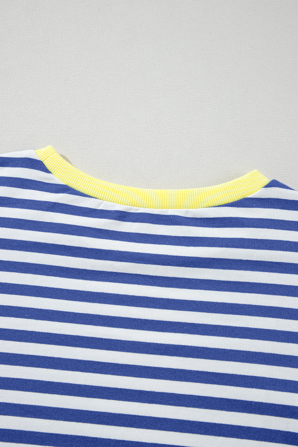 Blue Stripe Oversized Contrast Trim Pullover Sweatshirt