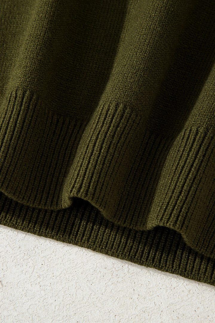 Brown Colorblock Crew Neck Drop Shoulder Sweater