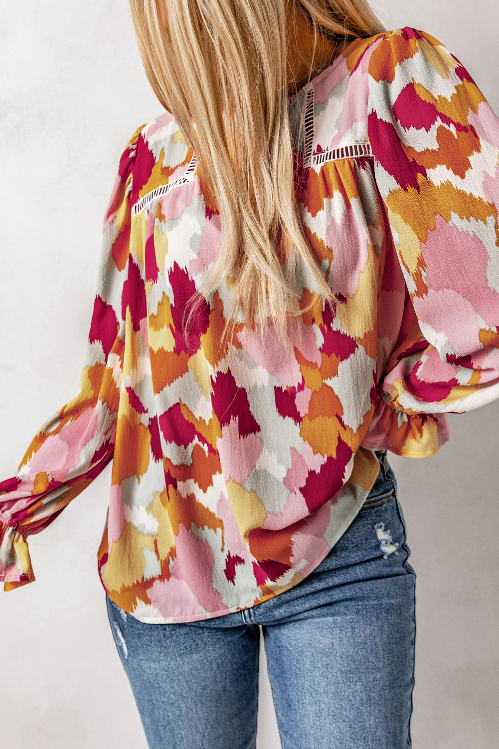 Multicolor Abstract Printed Long Sleeve Blouse