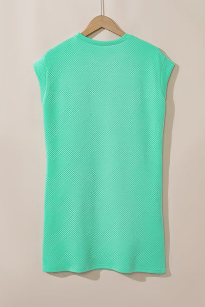 Mint Green Textured Cap Sleeve T Shirt Dress