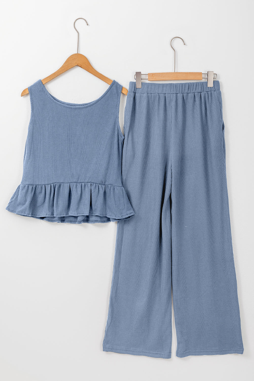 Teresa Ribbed Ruffle Tank Top and Pants Set