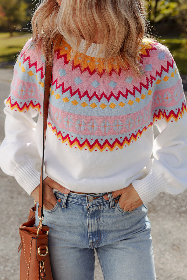 Avery Print Drop Shoulder Sweater