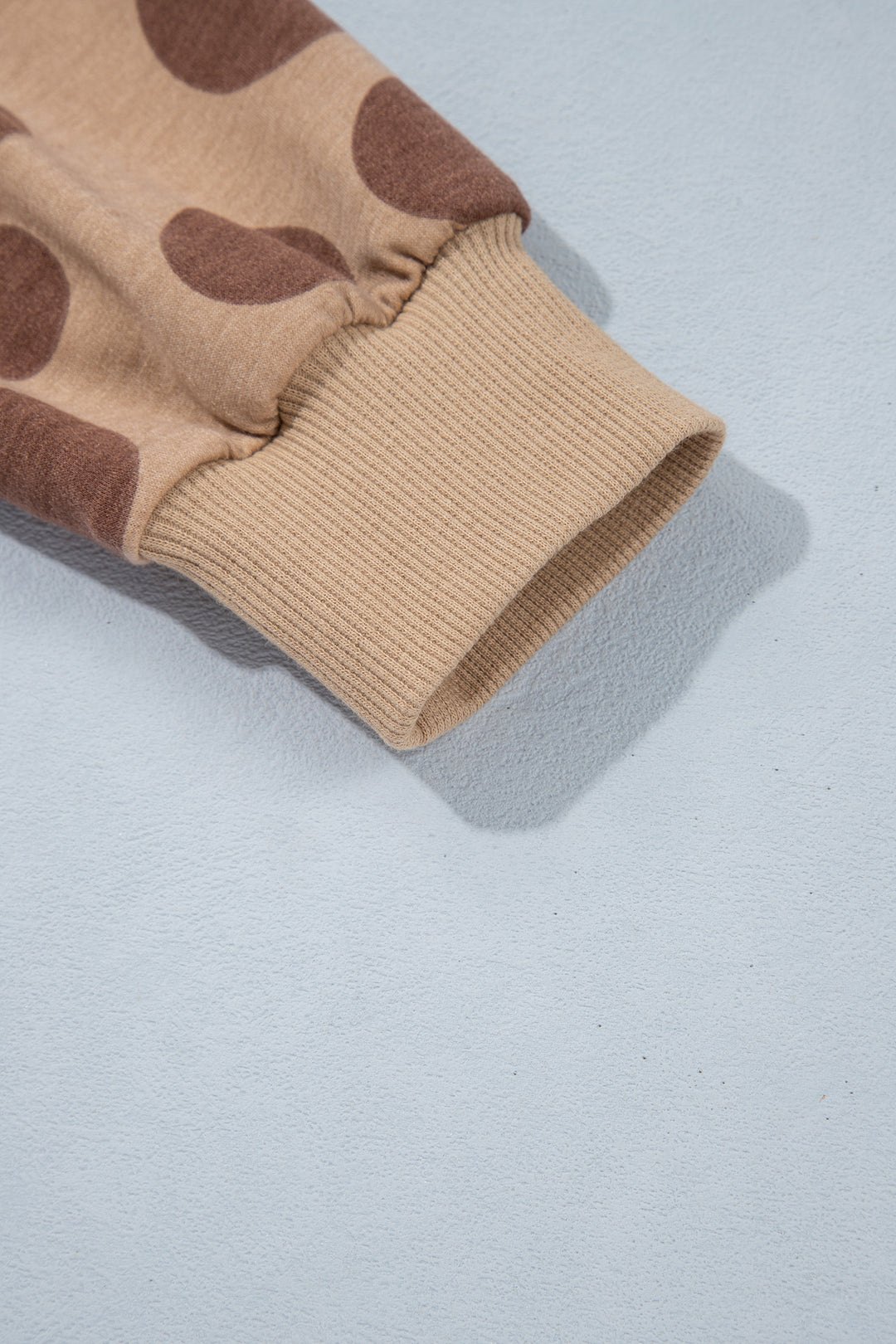Khaki Polka Dot Long Sleeve Top Drawstring Relaxed Pants Set