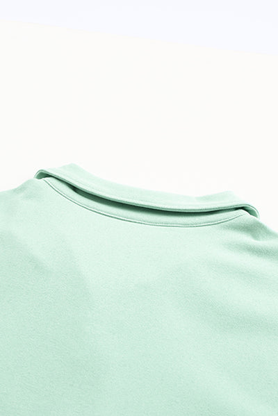 Green Zip Front Pocketed Pullover Sweatshirt