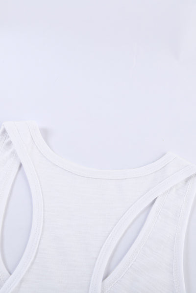 White Scoop Neck Basic Solid Tank Top