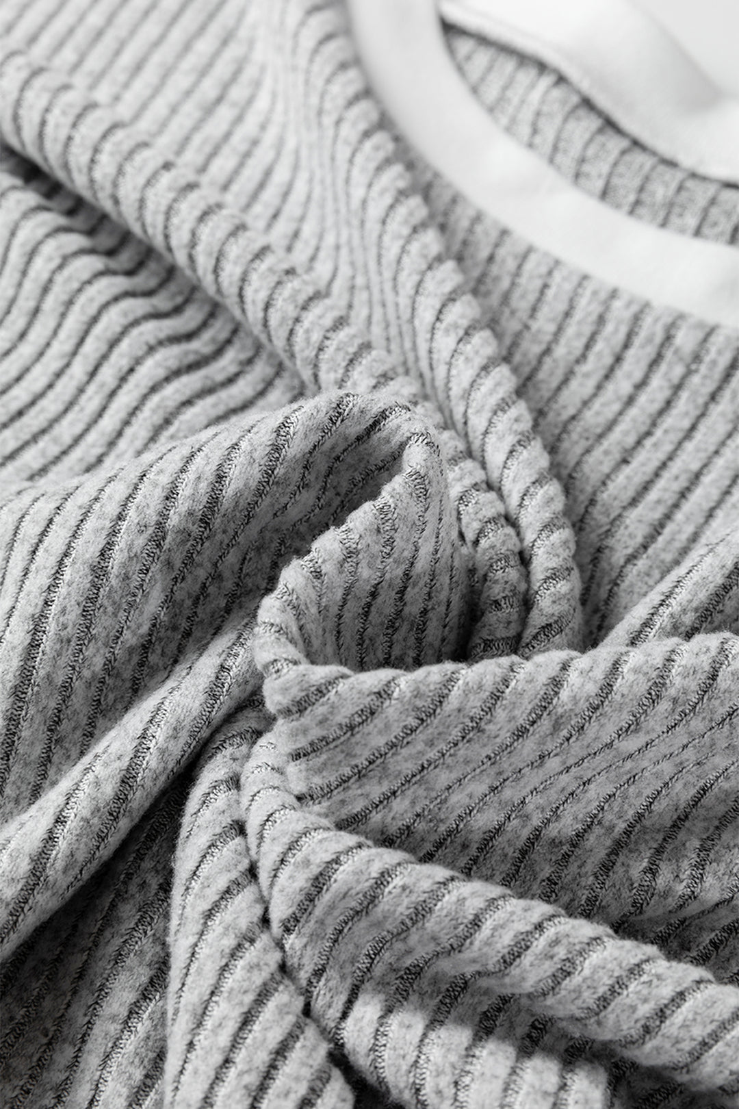 Gray Leopard Print Colorblock Patchwork Ribbed Knit Top