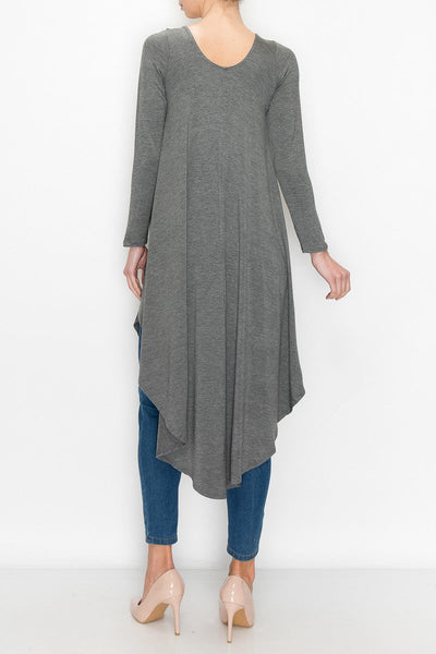 Asymmetric Long Sleeve Dress - Grey