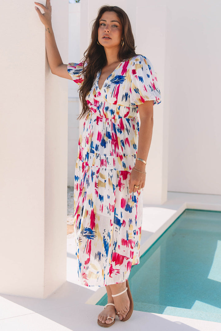 Nyomi Short Puff Sleeve Tiered Maxi Dress