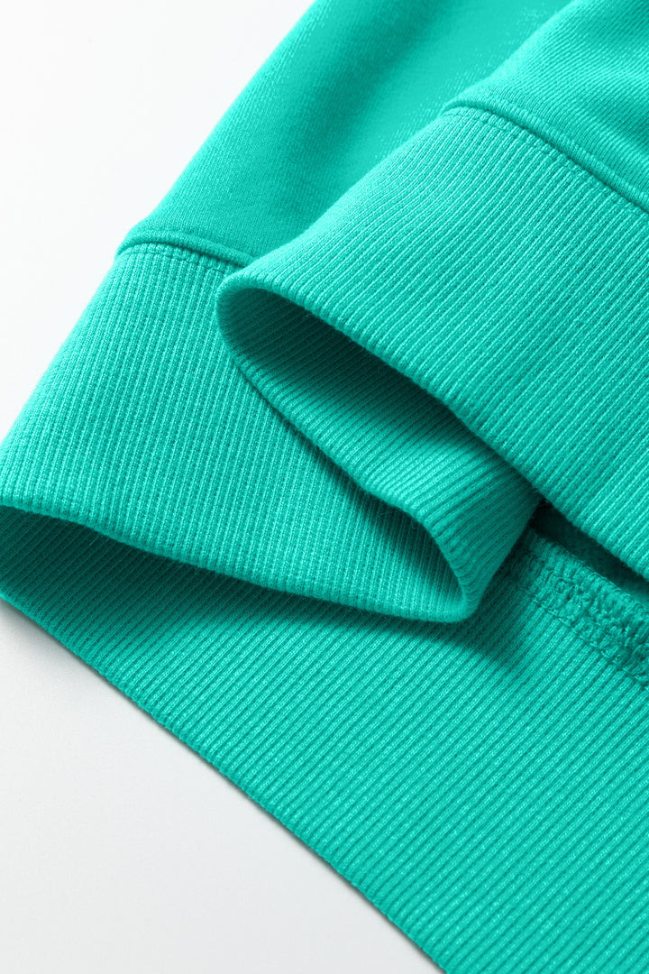 Sea Green Oversize Blessed Embroidered Mock Neck Sweatshirt