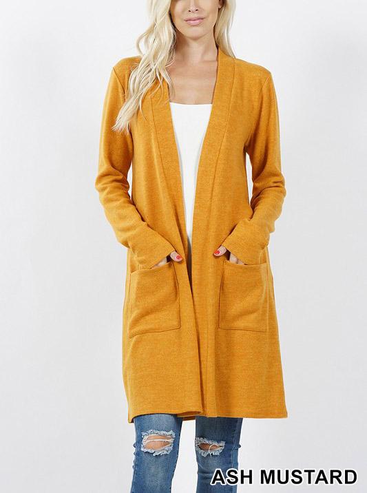 Brushed Sweater Pocket Cardigan