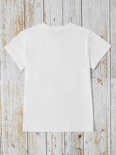 Graphic Round Neck Short Sleeve T-Shirt - Sybaritic Bags & Clothing
