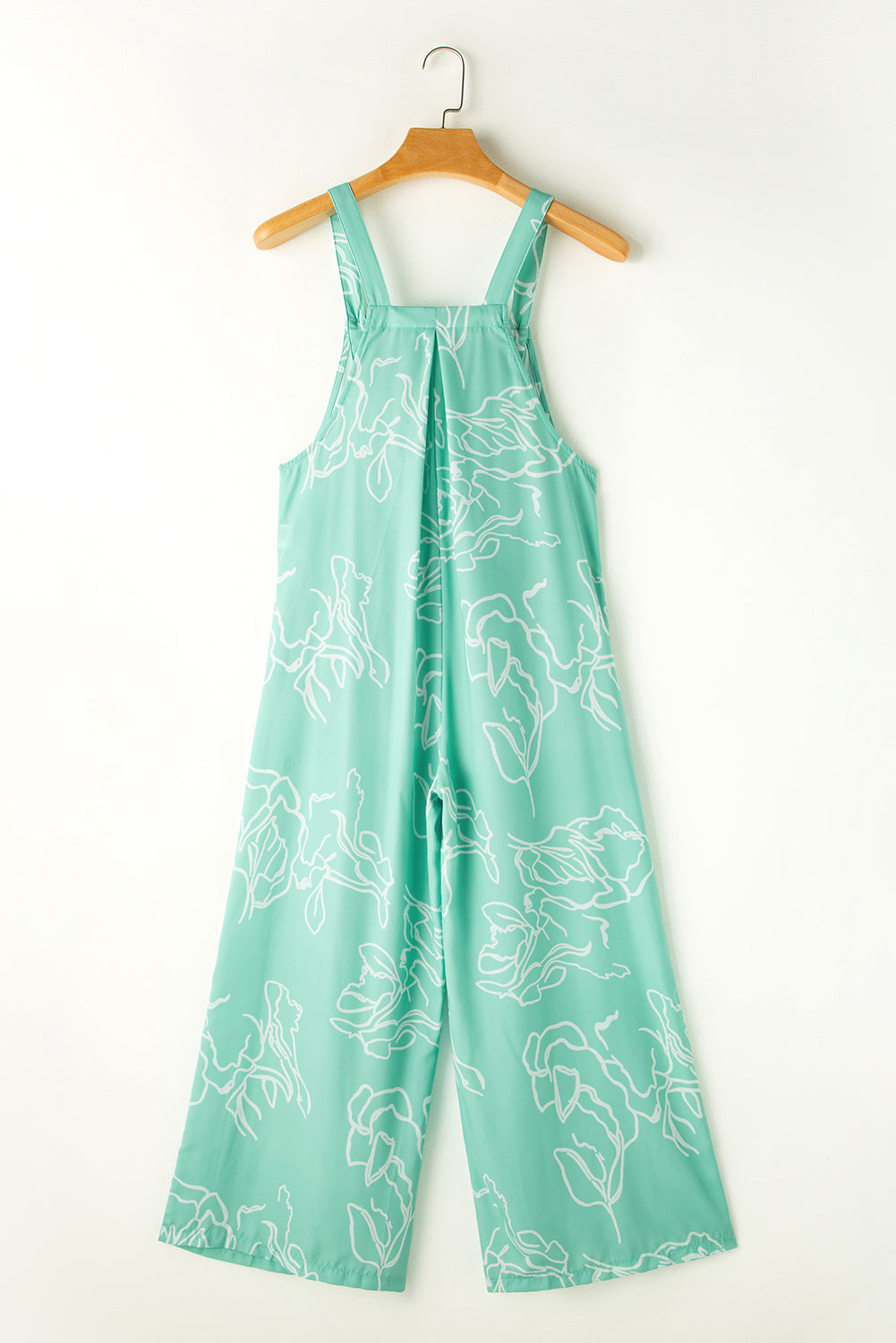 Moonlight Jade Printed Bib Wide Leg Overalls