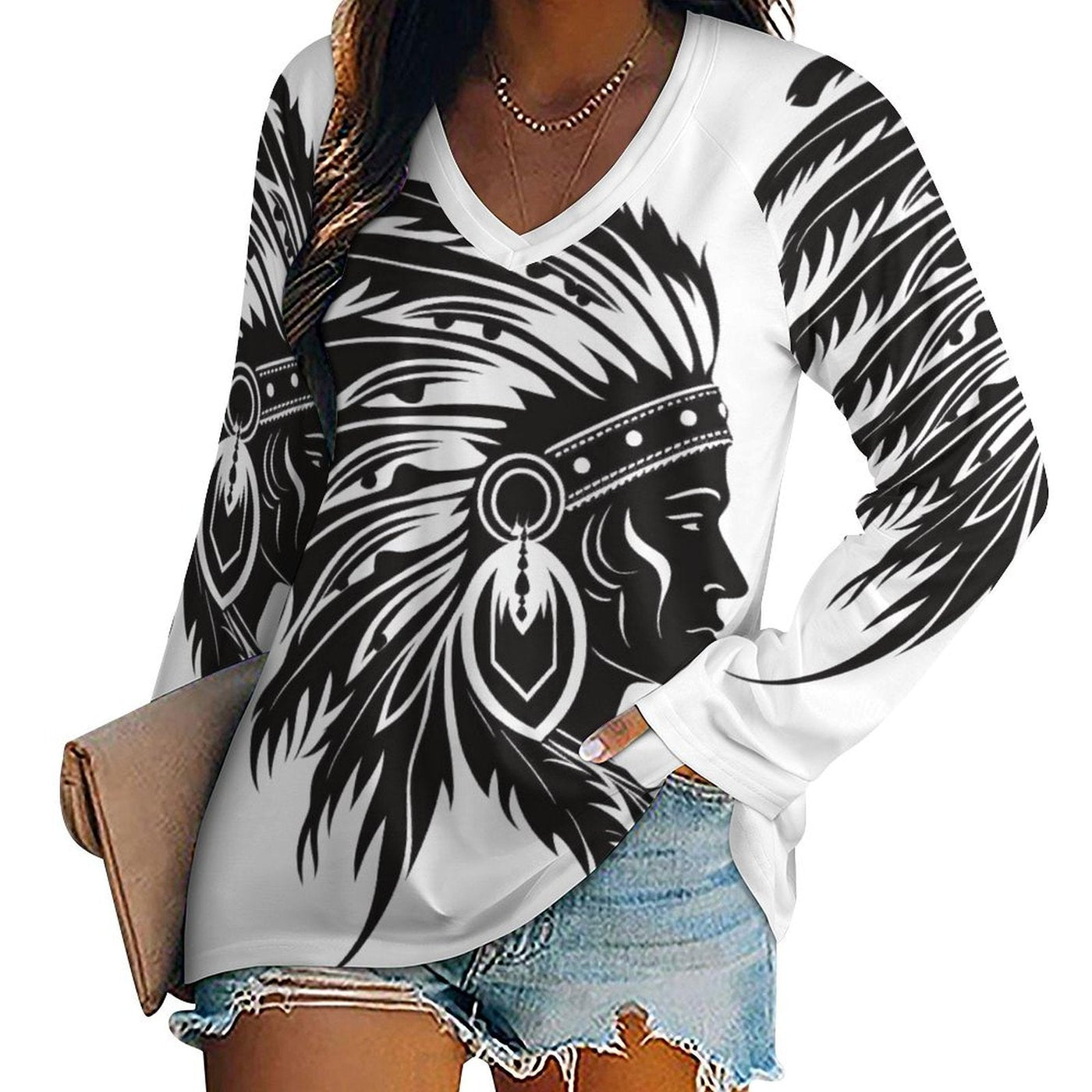 Baha Ranch Western Print Long Sleeve top