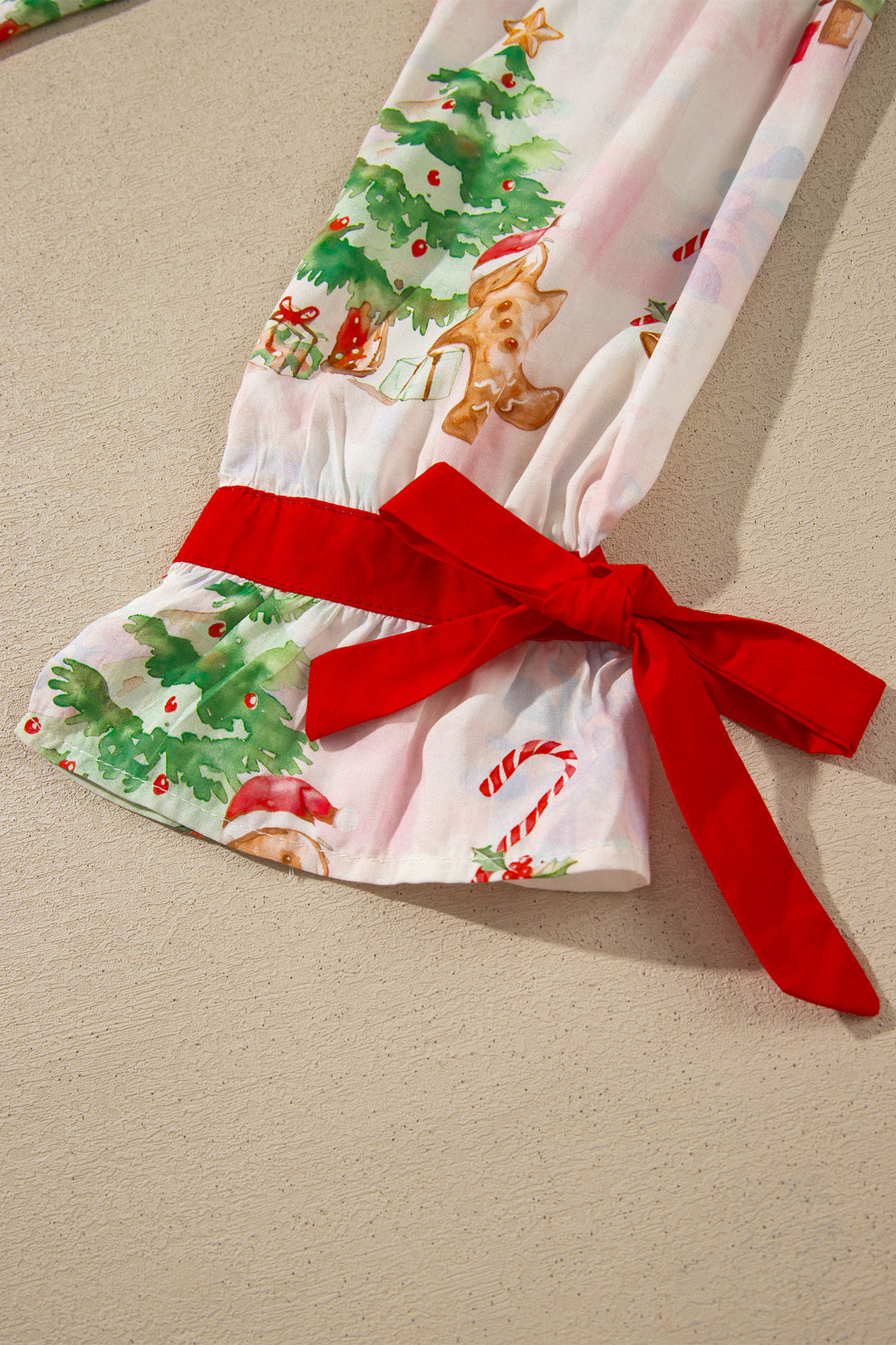 Pink Abstract Christmas Print Long Sleeve Two Piece Shift Lounge Set