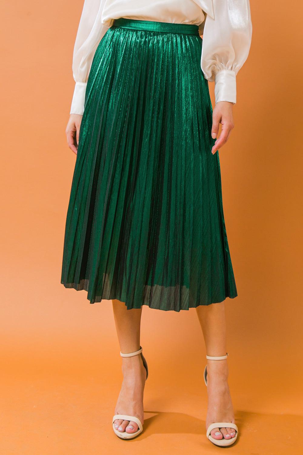 NEW ATTRACTION PLEATED MIDI SKIRT