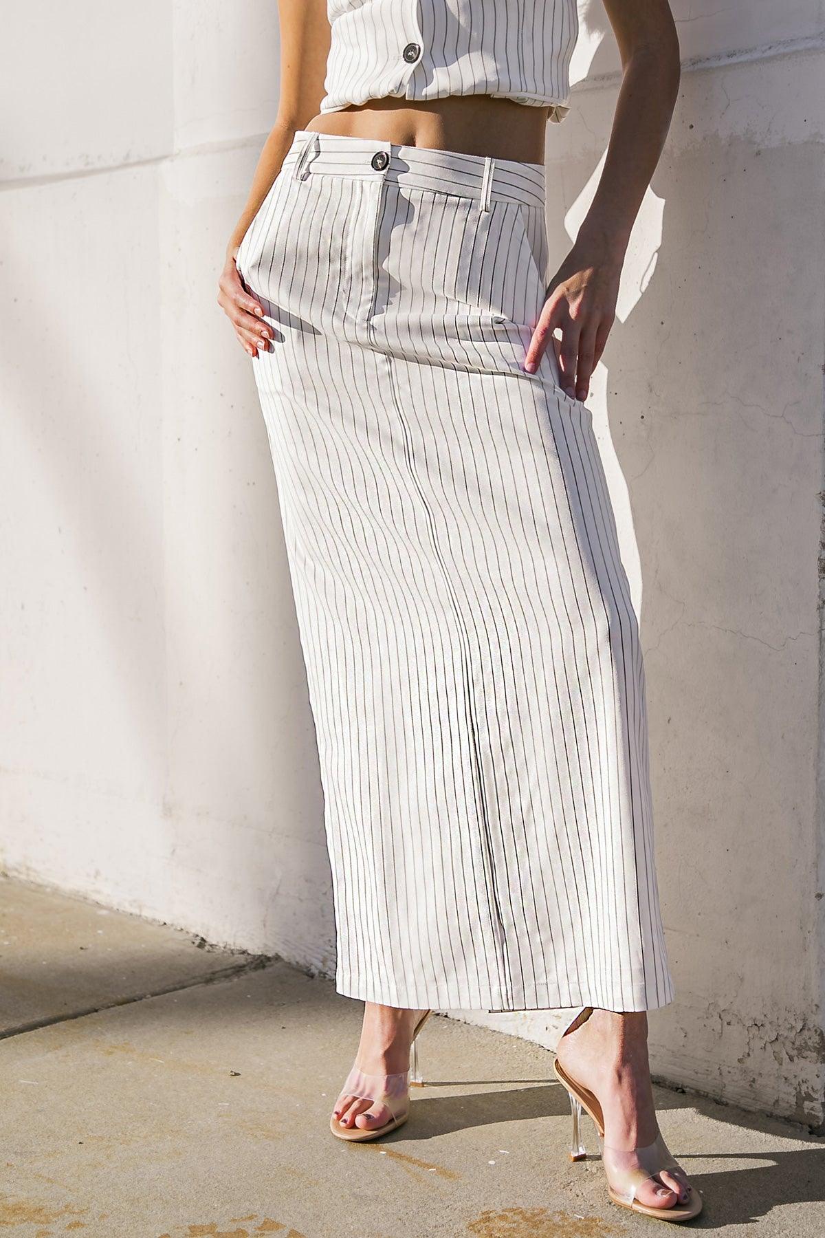 GET TO THE POINT WOVEN MIDI SKIRT