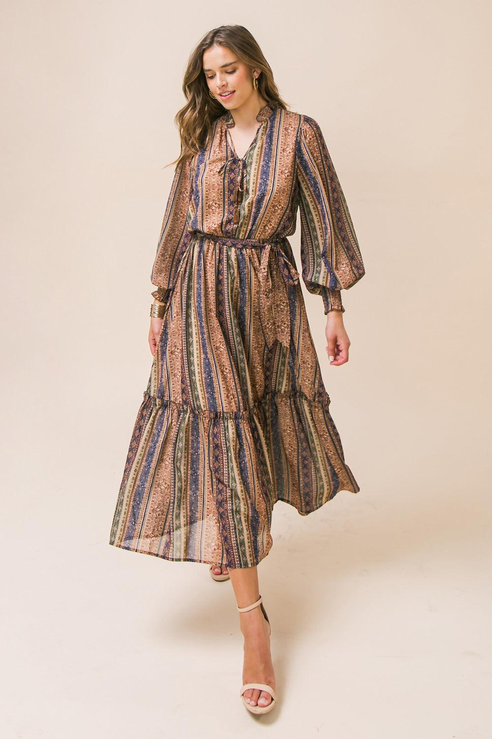 COVERED BY LOVE WOVEN MIDI DRESS