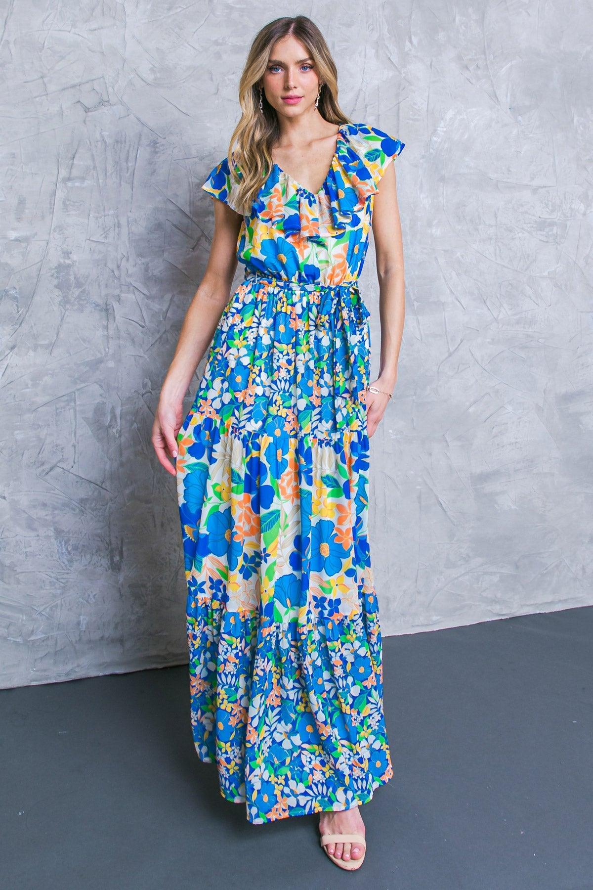 KEEP BLOOMING WOVEN MAXI DRESS