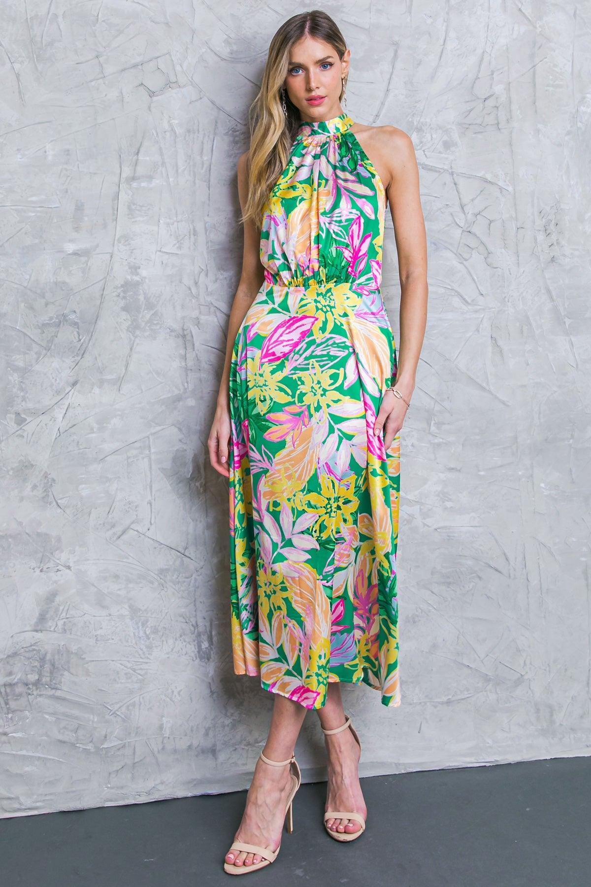 LIFE TO THE FULLEST SATIN MIDI DRESS