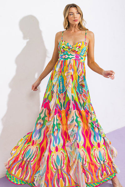 DELIGHT ME ROLLED WOVEN MAXI DRESS