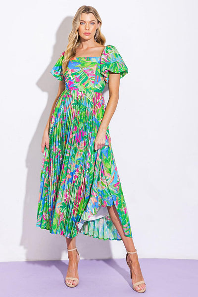 HIGH TIDE HEAVEN IN LOVELY BLOSSOMS WOVEN MIDI DRESS