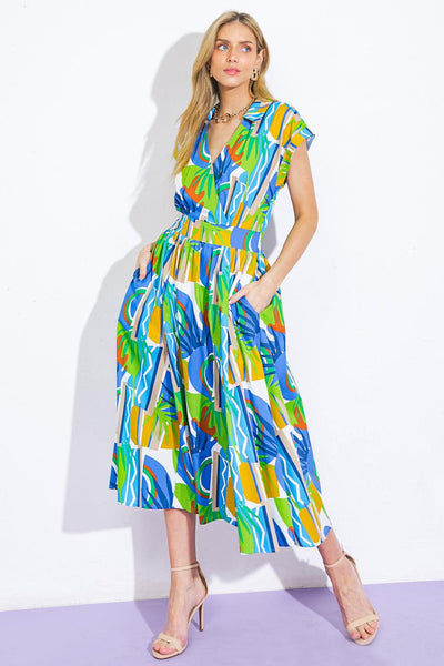 SUMMER MIRAGE WOVEN MIDI DRESS