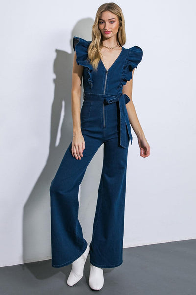 RUNNING ON LOVE DENIM JUMPSUIT