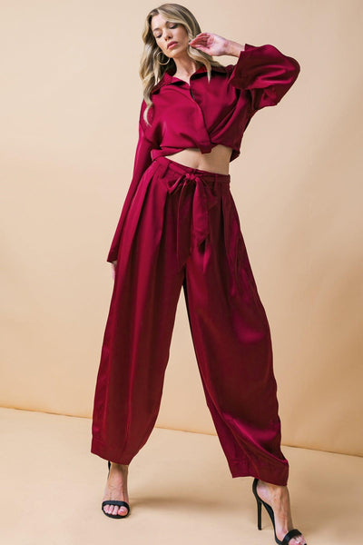 POWERFUL CHARM WOVEN SATIN PANTS