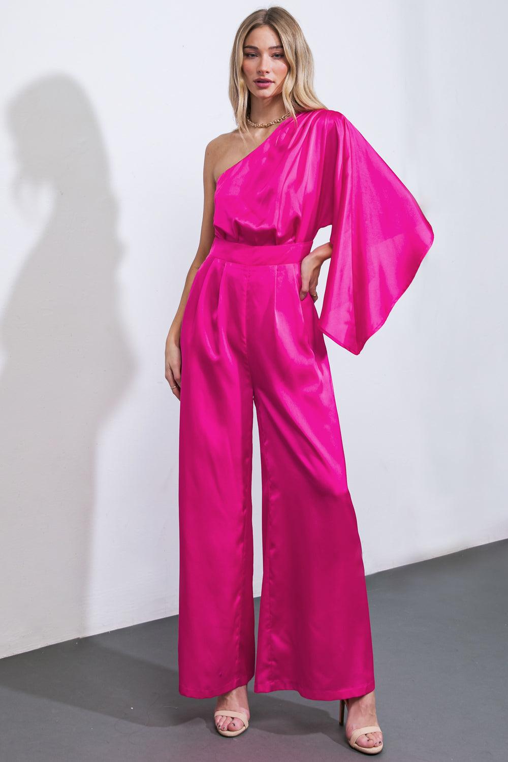 DOWN MEMORY LANE WOVEN SATIN JUMPSUIT