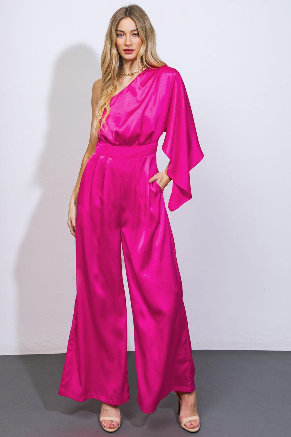 DOWN MEMORY LANE WOVEN SATIN JUMPSUIT