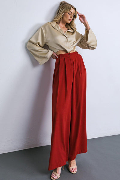 POWERFUL CHARM WOVEN SATIN TOP