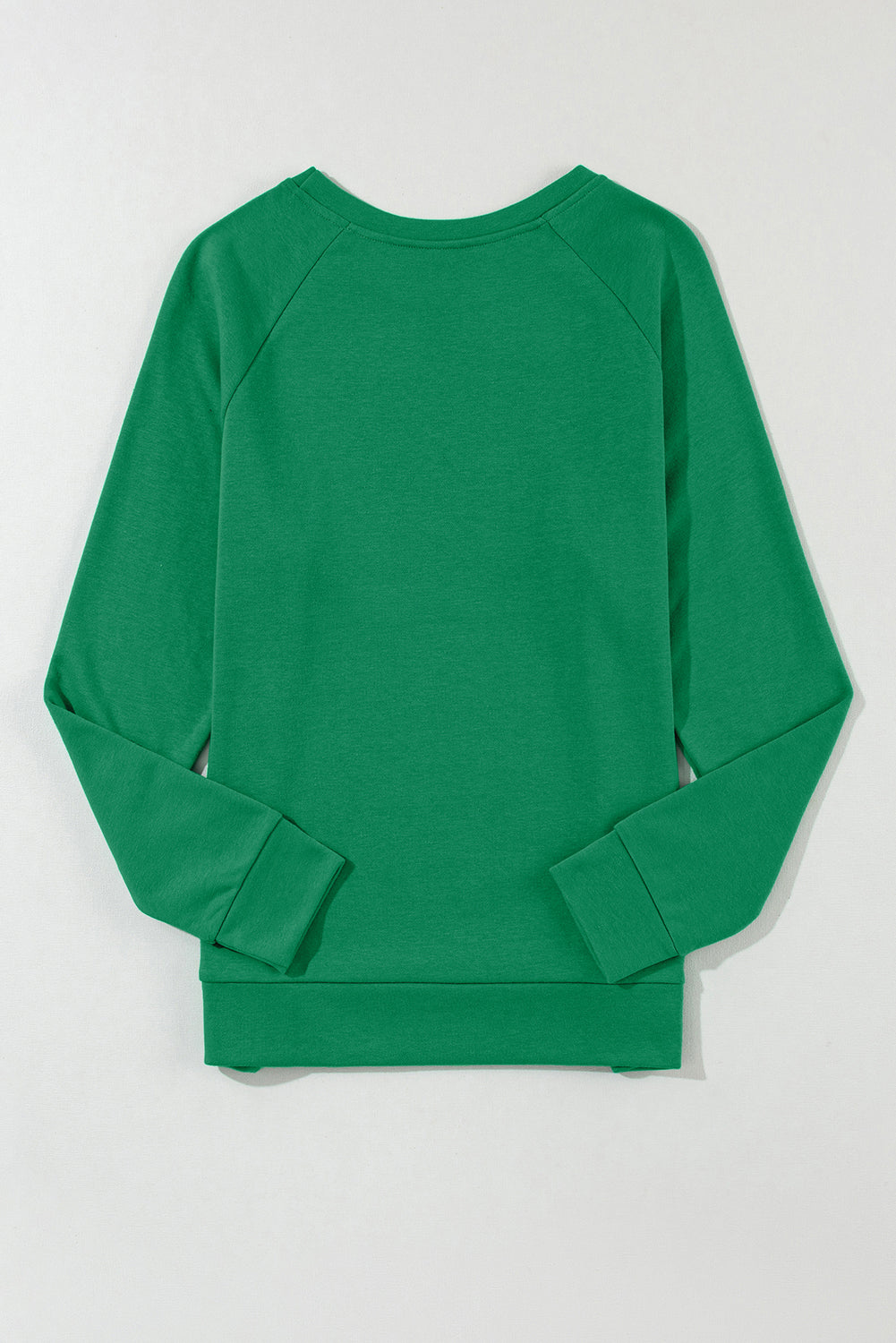 Green Solid Round Neck Raglan Sleeve Sweatshirt