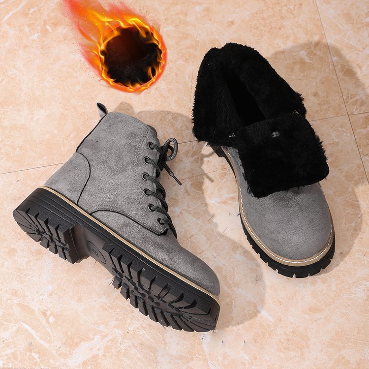 Women’s Lace-Up Suede Fleece-Lined Ankle Boots | Cozy Winter Boots