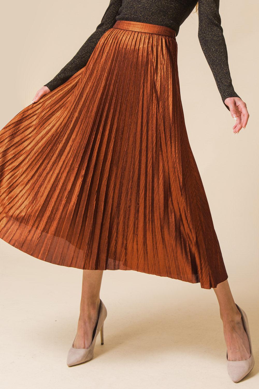 NEW ATTRACTION PLEATED MIDI SKIRT