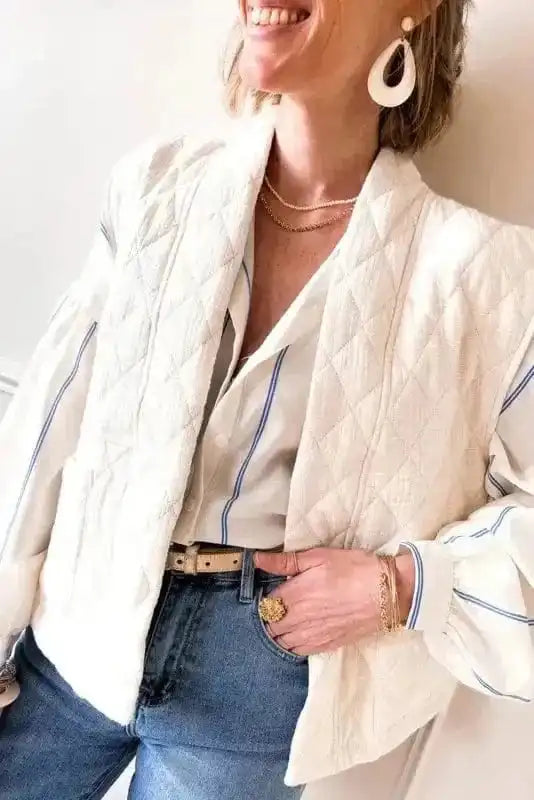 Striped Puff Sleeve Blouse – Flowy Bubble Shirt for Women