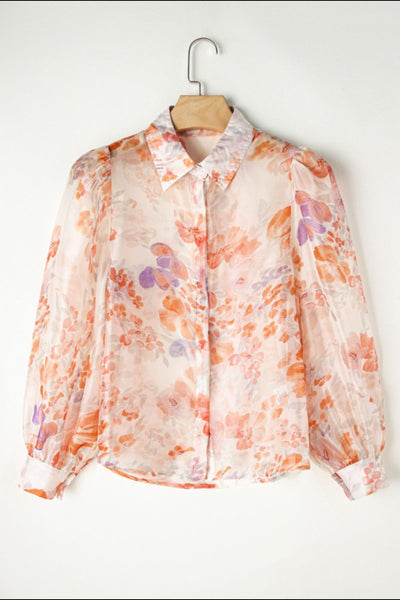 Printed Collared Neck Long Sleeve Shirt