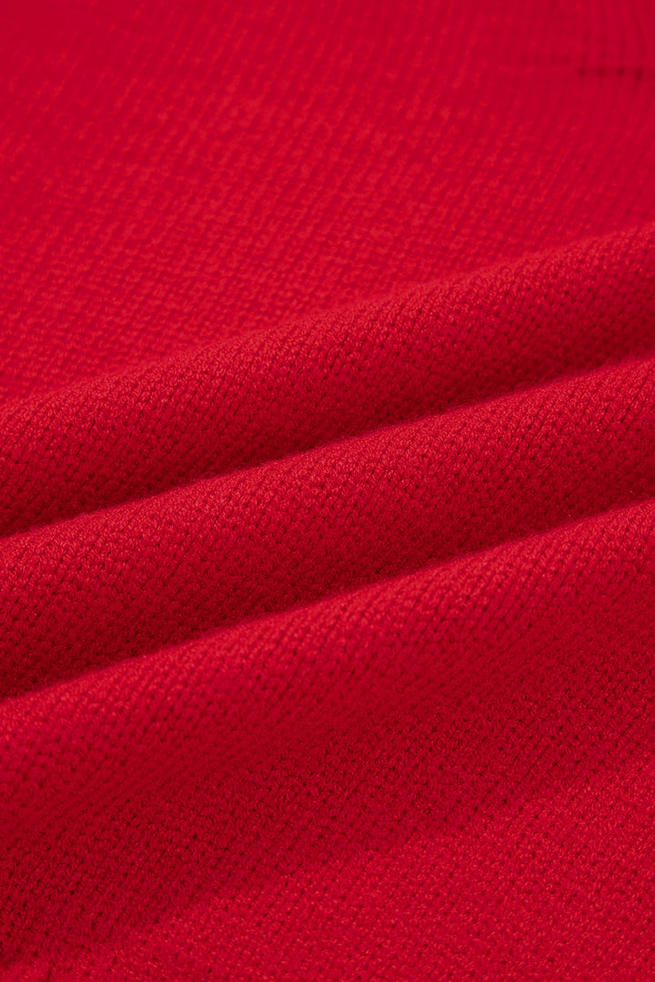 Chestnut Collared V Neck Ribbed Edge Sexy Elegant Sweater