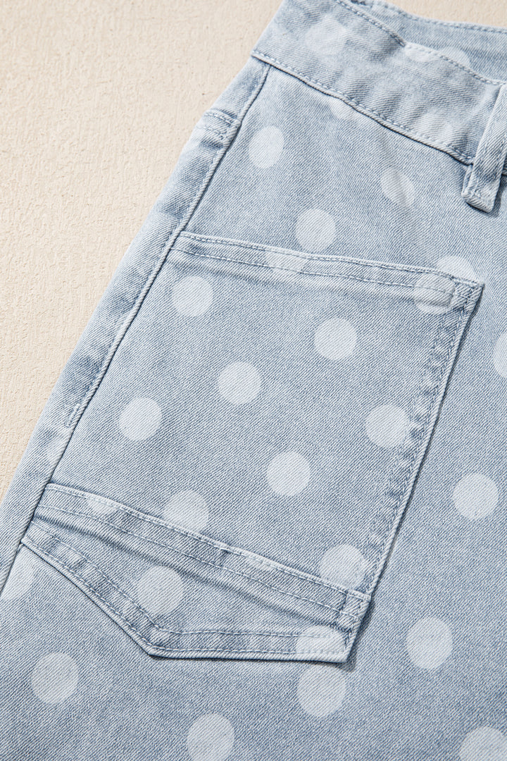 Sky Blue Polka Dot Casual Slim Fit Jeans